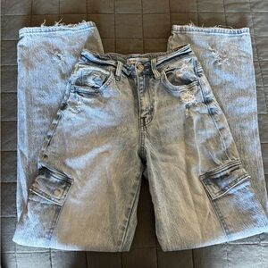 Flying Monkey Distressed Light Blue Denim Jeans